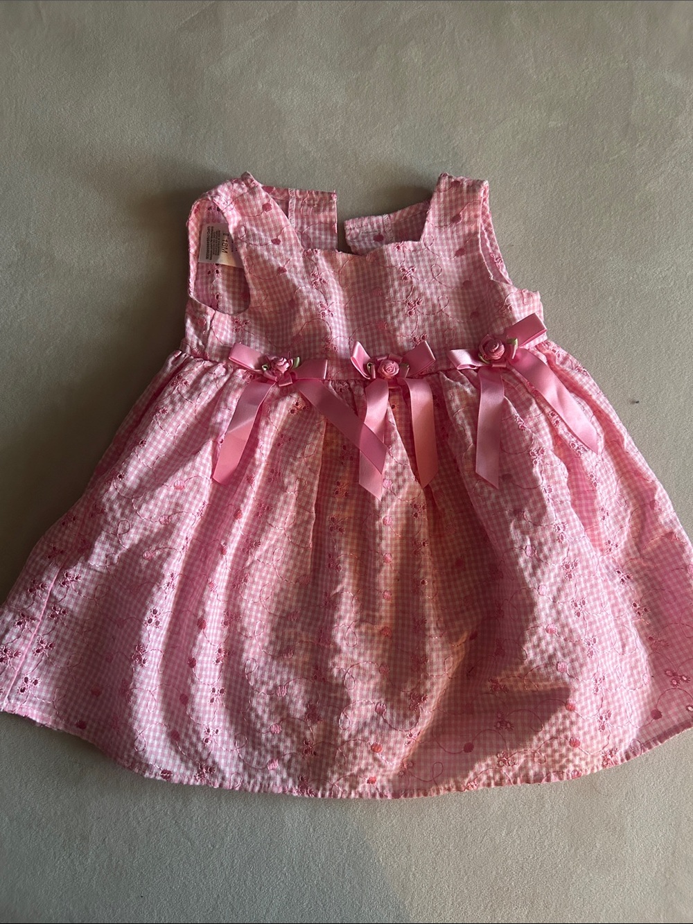 Pink Floral Ribbon-Trim Girls' Dress